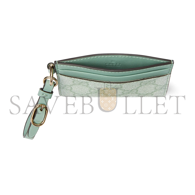 GUCCI GG EMBLEM CARD CASE WITH STRAP 819121 (10*7cm)